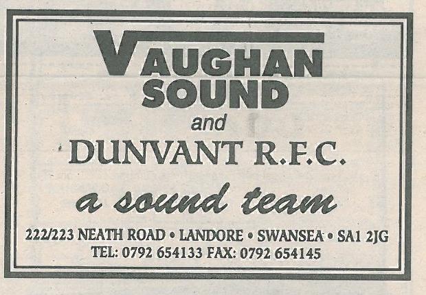 Vaughan Sound - Dunvant RFC Advert